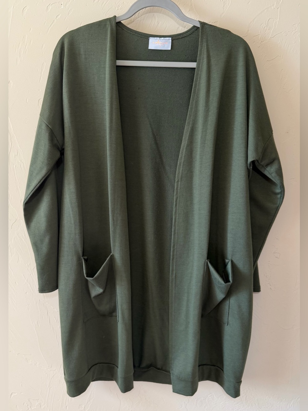 Relaxed Open-Front Cardigan in Olive